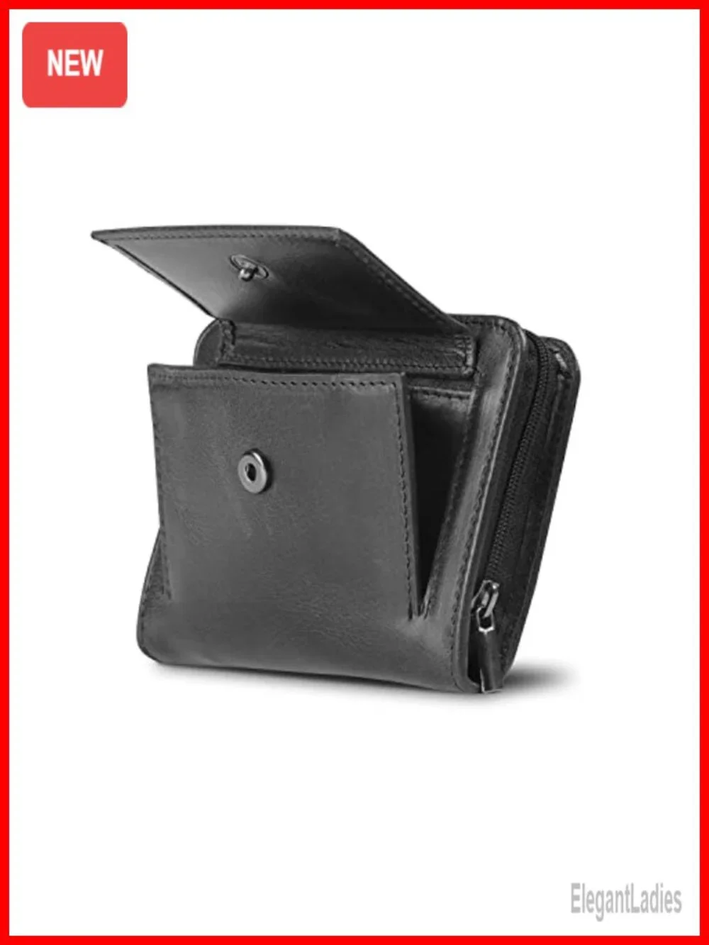 RFID Blocking Zippered Bifold Wallet - Italian Cowhide Leather - Slim Travel